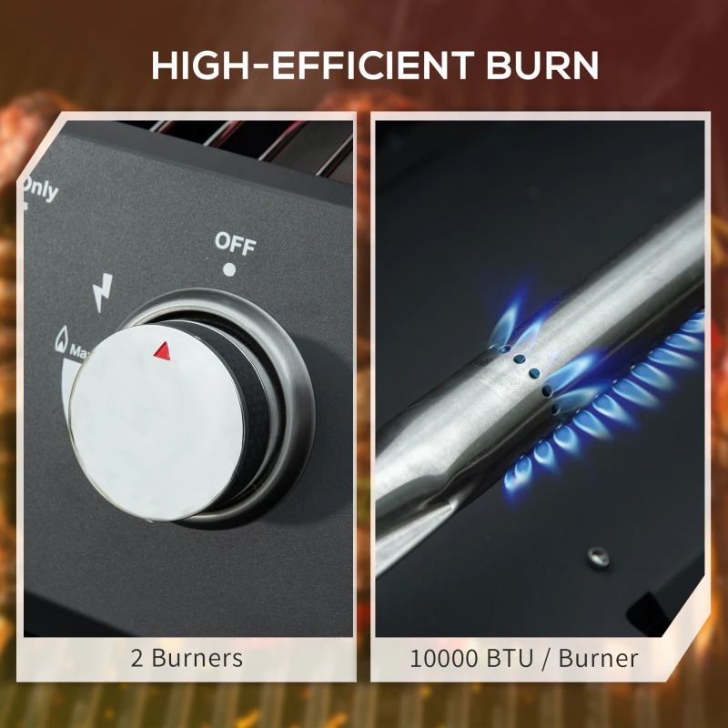 Best 2 Burner Gas BBQ Grill Outdoor Portable Folding Tabletop Barbecue w/ Lid, Thermometer, Carbon Steel, Black - Image 7