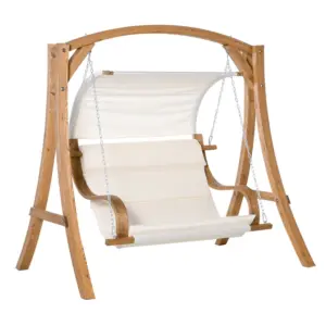 Best Wooden Porch A-Frame Swing Chair With Canopy and Cushion for Patio Garden Yard