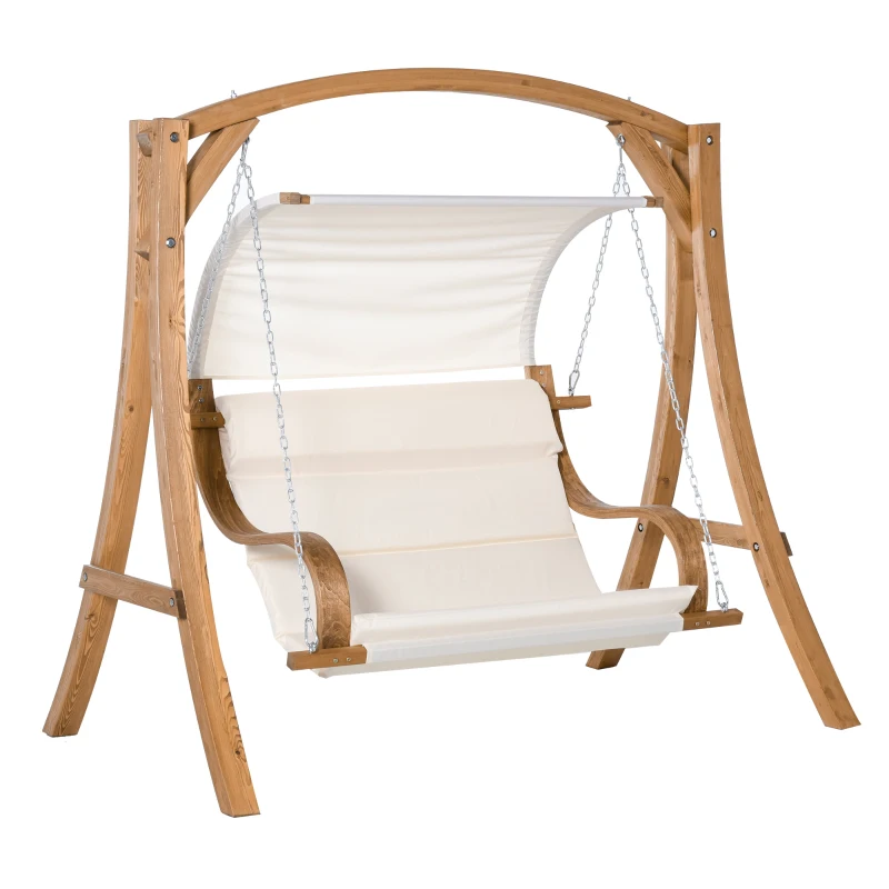 Best Wooden Porch A-Frame Swing Chair With Canopy and Cushion for Patio Garden Yard