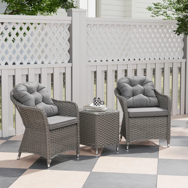 Best Three-Piece Super Padded Rattan Set - Light Grey - Image 2