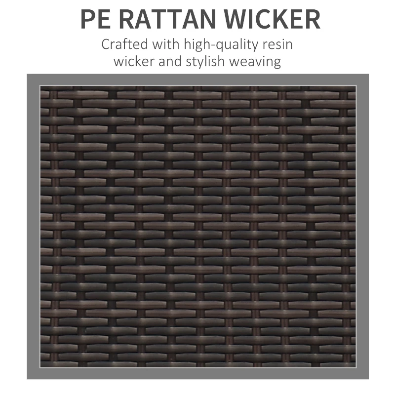 Best 3 Seater Rattan Sofa, All-Weather Wicker Weave Metal Frame Chair with Fire Resistant Cushion, Brown - Image 6