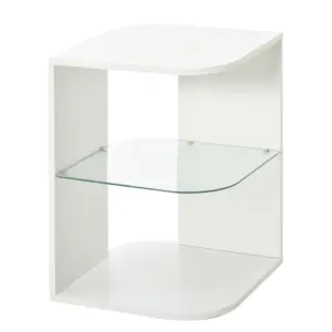 Best Modern Side Table Three Layer Bedside Table Nightstand with 2 Storage Shelves, for Living room, Bedroom, White