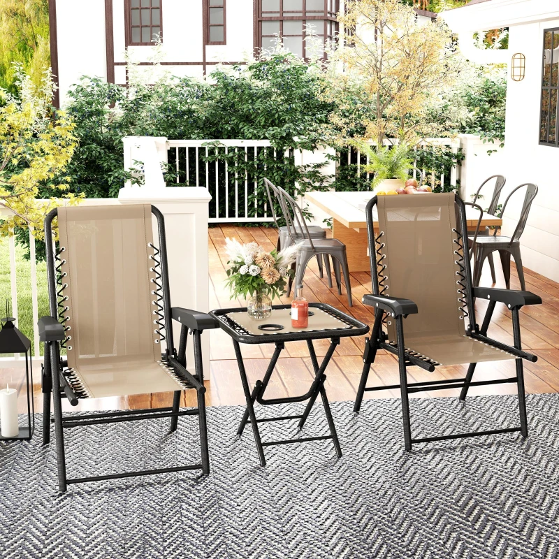 Best Three-Piece Garden Table and Chair Set - Khaki - Image 2