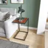 Best C-Shaped Side Table, Sofa End Table with Metal Frame, Accent Couch Table for Living room, Bedroom, Walnut and Black - Image 4