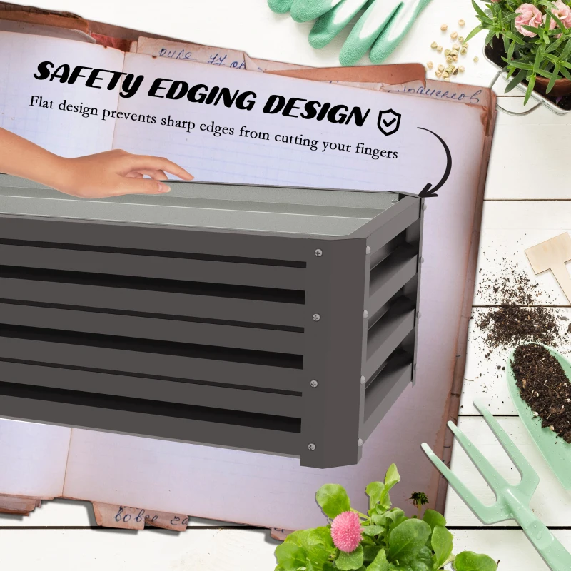 Best Steel Raised Beds for Garden, Outdoor Planter Box, Set of 2, for Flowers, Herbs and Vegetables, Dark Grey - Image 6