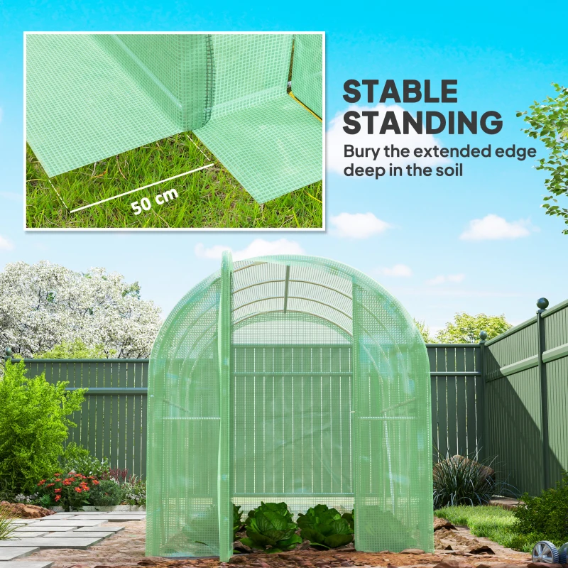 Best 3 x 2 x 2m Polytunnel Greenhouse with Hinged Door, Walk-in Grow House Tent with PE Cover and Galvanised Steel Frame, Green - Image 6