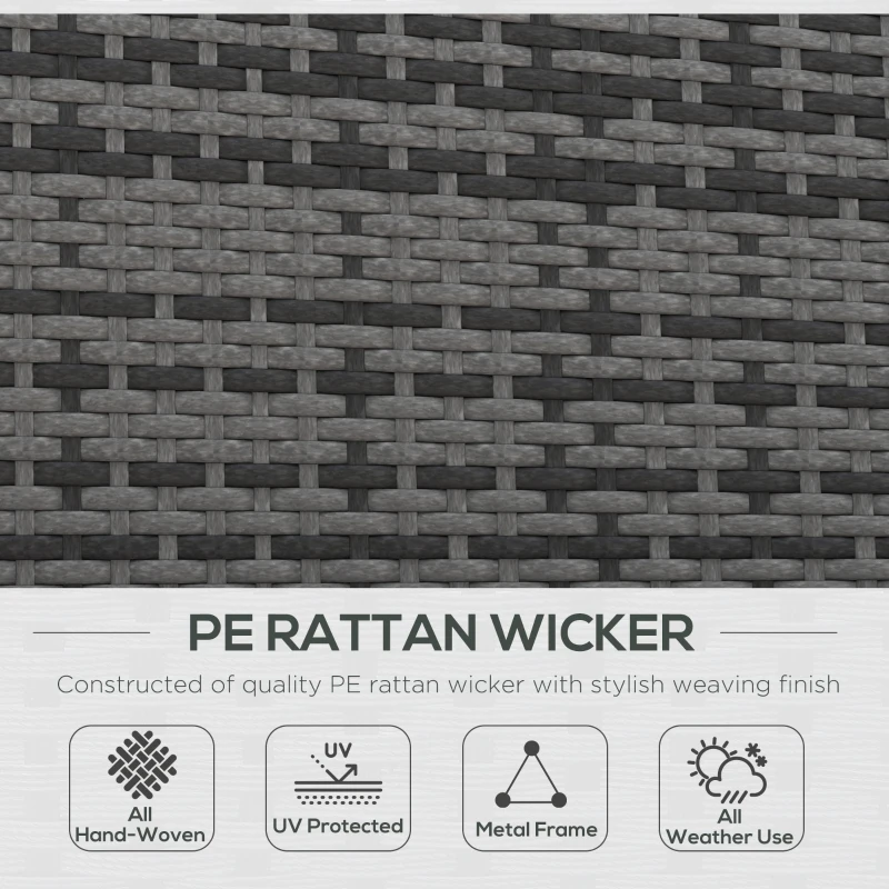 Best 2 Seater Rattan Day Bed w/ Fire Retardant Cushions Grey - Image 4