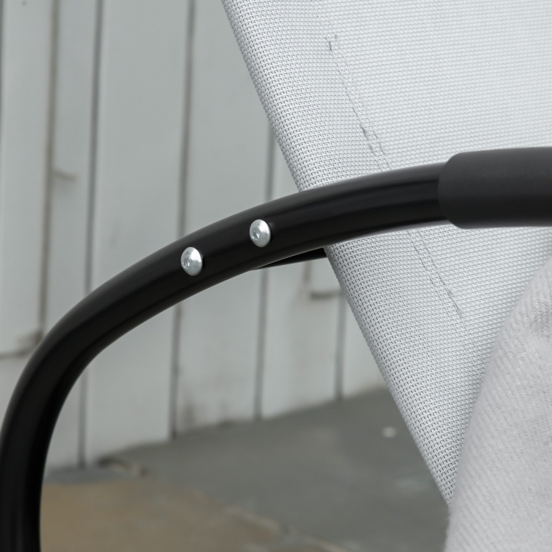 Best Outdoor Rocking Chair Sun Lounger Recliner Rocker with Texteline Fabric Patio Garden Relaxer with Pillow Grey - Image 9