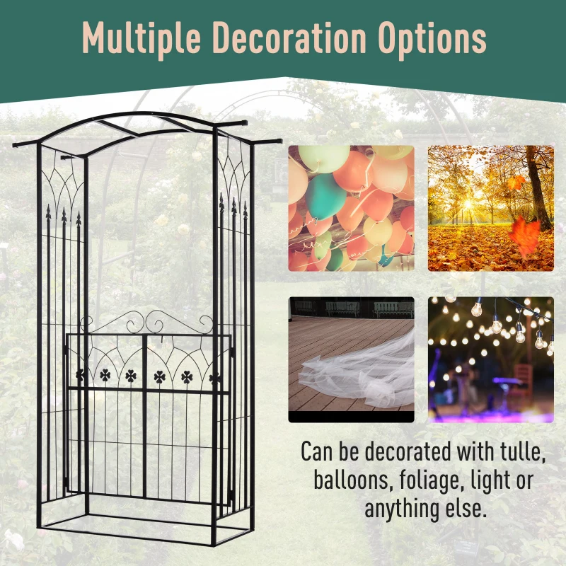 Best Garden Outdoor Entrance Arch with Door Outdoor Patio Decoration for Rose Trellis Arbour Climbing Plant 131L x 49W x 200Hcm - Image 7