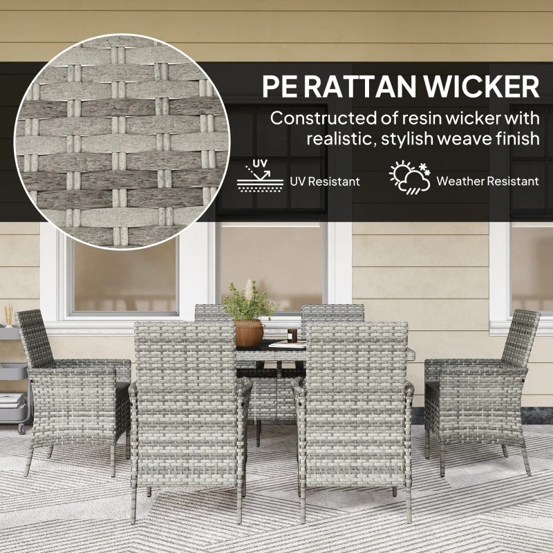 Best Seven-Piece Rattan Dining Set - Mixed-Grey - Image 5