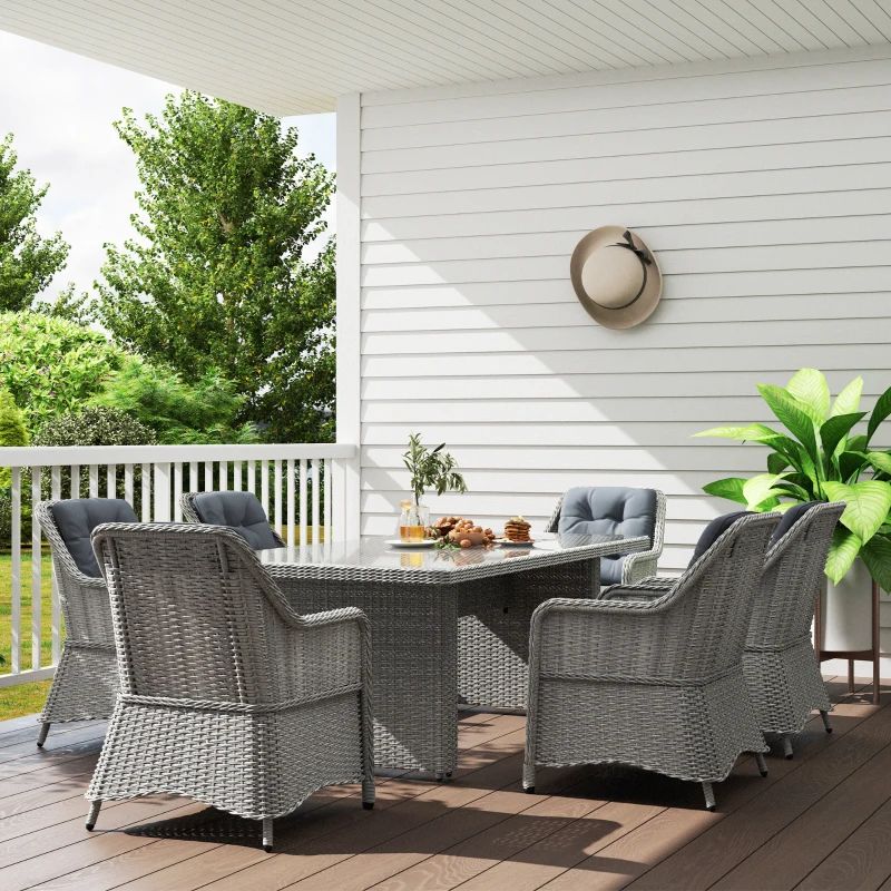 Best Seven-Piece Rattan Dining Set - Mixed Grey - Image 6