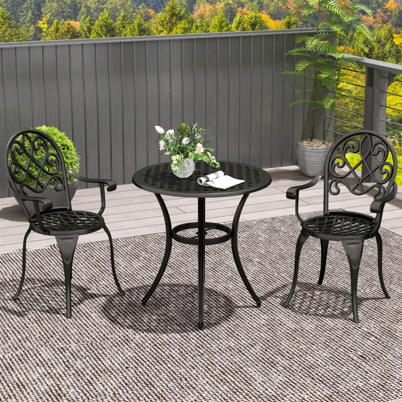 Best Three-Piece Elegant Aluminium Garden Set - Black - Image 2