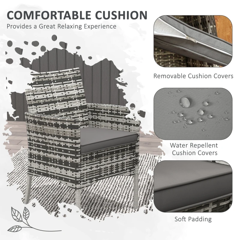 Best Five-Pieces Rattan Dining Set - Mixed Grey - Image 5