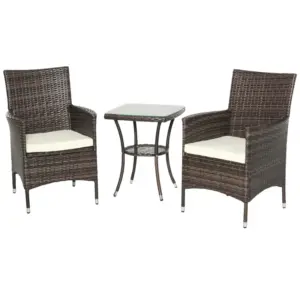 Best Three-Piece Rattan Chair Set, with Cushions - Brown