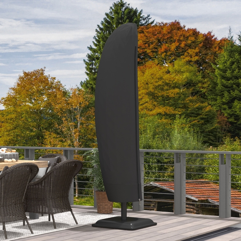 Best Parasol Cover, 600D Oxford Cantilever Umbrella Cover Fit for 2-4m Parasol, Banana Umbrella Protector with Zipper for Outdoor Garden, Patio, Black - Image 10