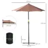 Best 2m Half Parasol Market Umbrella Garden Balcony Parasol with Crank Handle, Base, Double-Sided Canopy, Coffee - Image 3