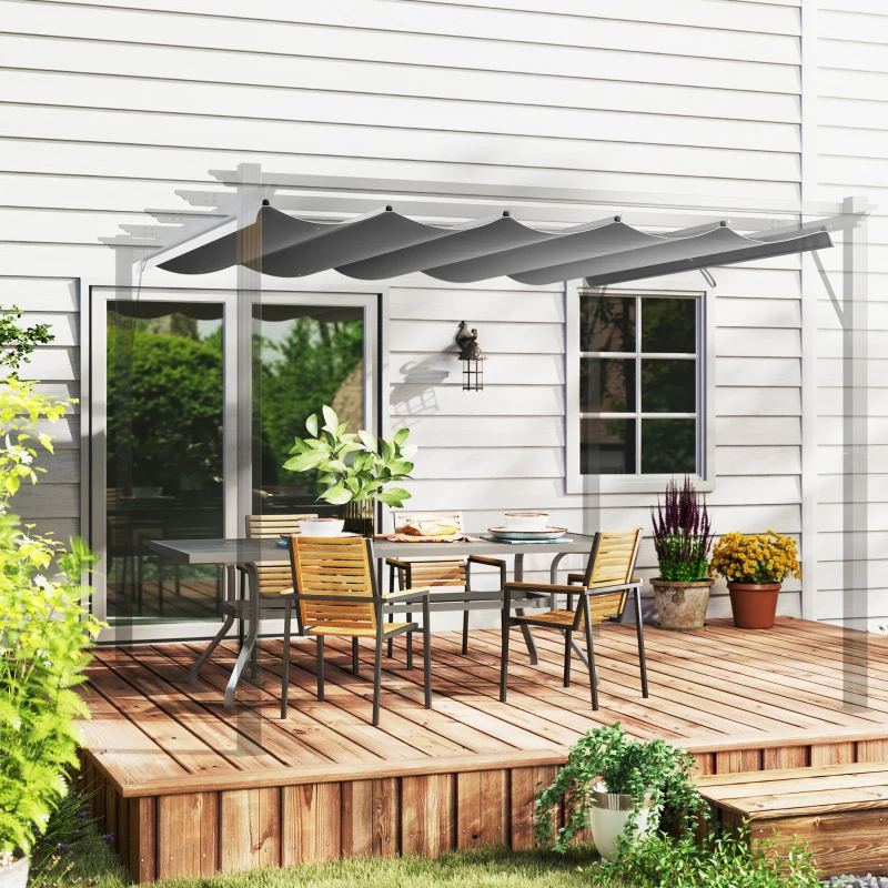 Best Retractable Pergola Shade Cover, Replacement Canopy Fabric for 3 x 3 (m) Pergola, Gazebo Retractable Roof, Light Grey - Image 7