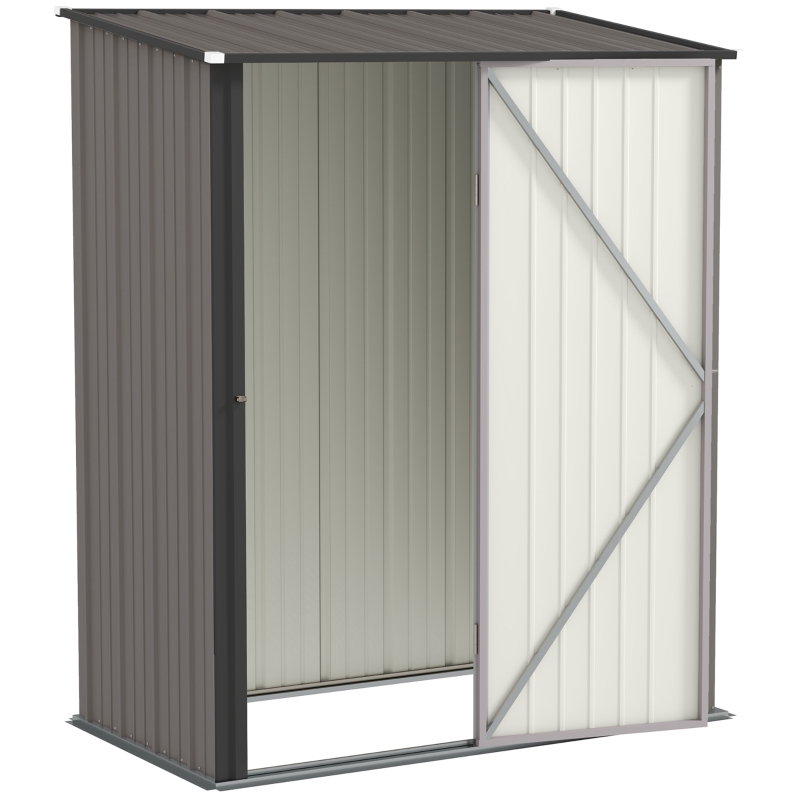 Best 5.3 x 3.1ft Corrugated Steel Garden Shed - Light Grey - Image 11