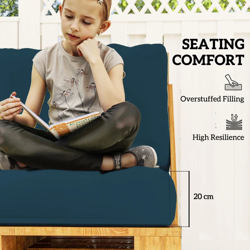 Best 2 Seater Pallet Furniture Cushions Pallet Cushions, UPF20+ 220gsm Fabric, 20 cm Thick Outdoor Seat Pads, Navy Blue - Image 4