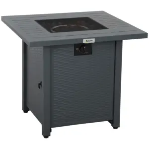 Best Rattan-style Propane Gas Fire Pit Table with 40,000 BTU Burner, Square Smokeless Firepit Patio Heater with Thermocouple, Lava Rocks, Waterproof Cover, Spark Guard and Lid, Grey