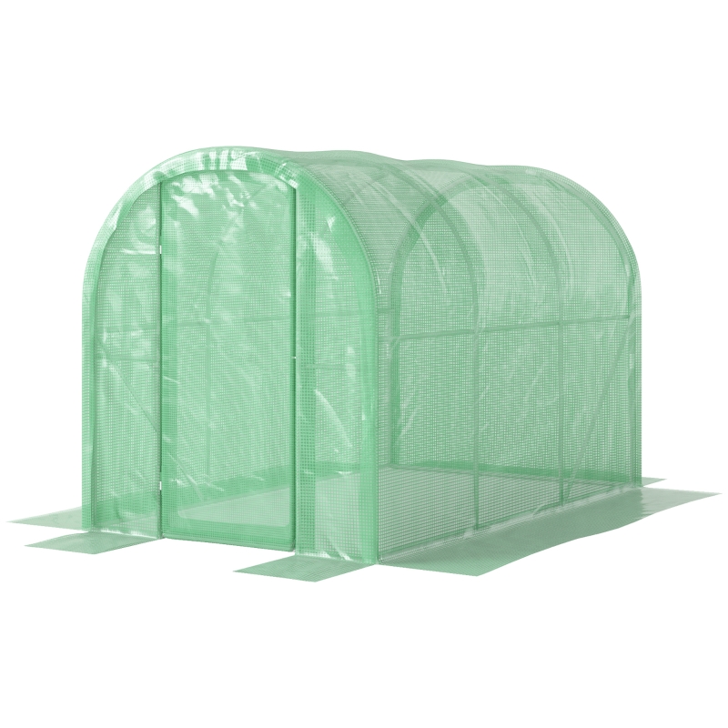 Best 3 x 2 x 2m Polytunnel Greenhouse with Hinged Door, Walk-in Grow House Tent with PE Cover and Galvanised Steel Frame, Green - Image 11