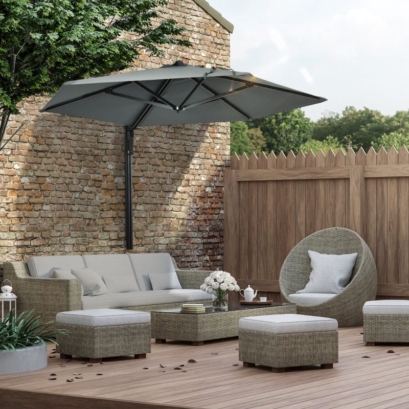 Best 2.5m Wall Mounted Parasol, Hand to Push Outdoor Patio Umbrella with 180 Degree Rotatable Canopy for Porch, Deck, Garden, 250 cm, Grey - Image 10