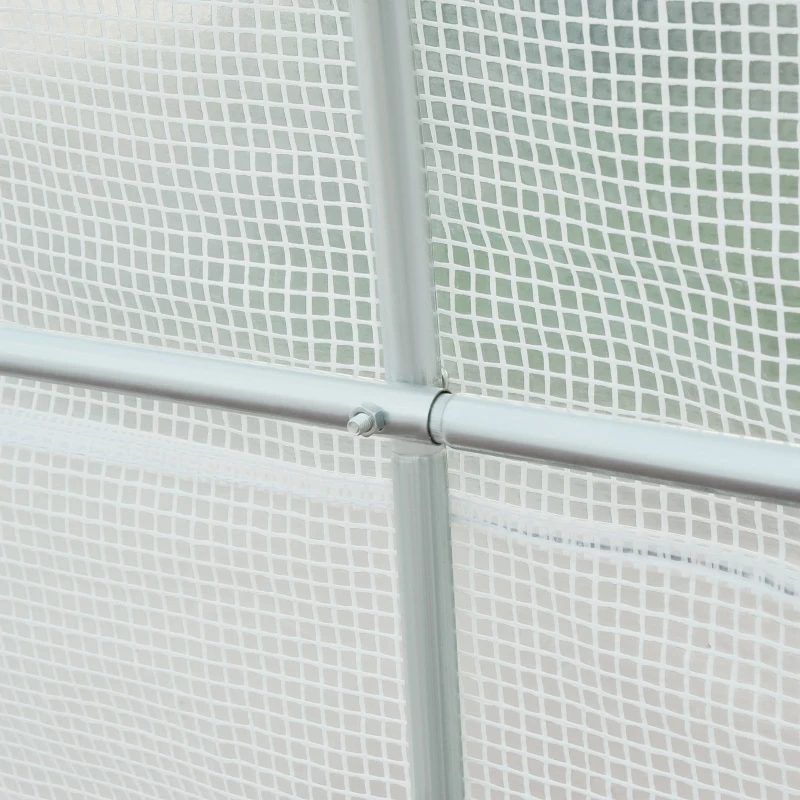 Best 4.5 x 2 x 2 m Polytunnel Greenhouse, Walk-in Green House for Garden with Mesh Windows, Galvanised Steel Frame, White - Image 7