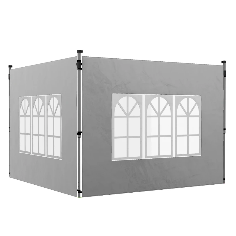 Best Gazebo Side Panels, Sides Replacement with Window for 3x3(m) or 3x4m Pop Up Gazebo, 2 Pack, Grey
