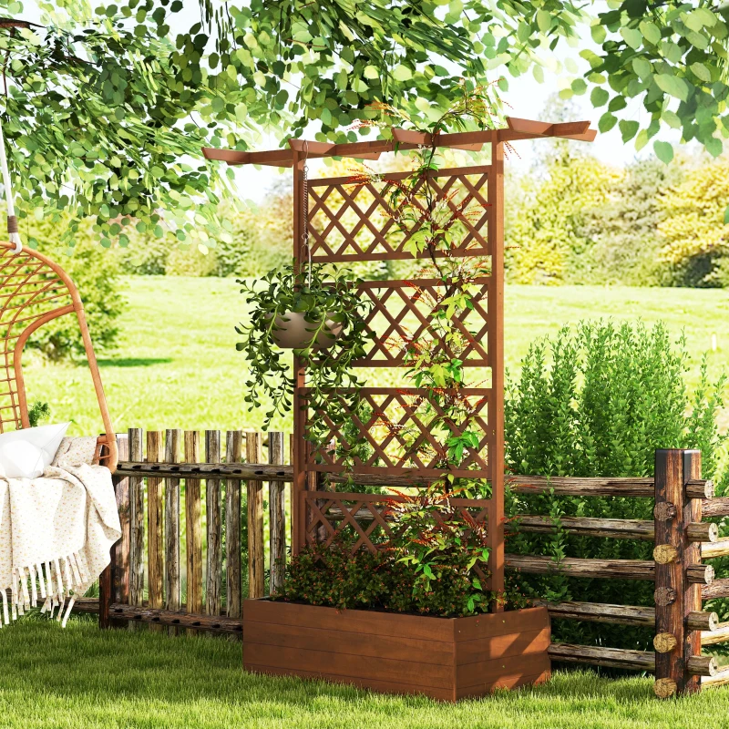 Best Wooden Trellis Planter Box, Raised Garden Bed to Grow Vegetables, Herbs and Flowers, Orange - Image 2