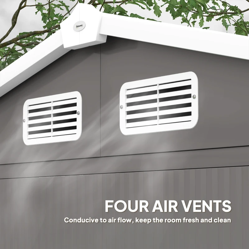 Best 7 x 4ft Garden Shed, Easy to Assemble, Upgraded Galvanised Steel Frame with Foundation Kit, Double Doors with Lock, Outdoor Metal Shed with Vents and Gloves, Garden Storage Shed, Light Grey - Image 4