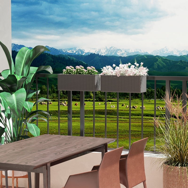 Best Set of Two Rattan-Effect Planters - Grey - Image 10