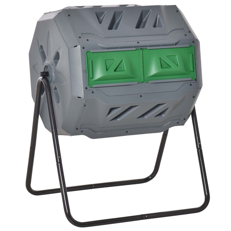 Best 160L 360° Rotating Dual Chamber Composter - Grey - Image 11