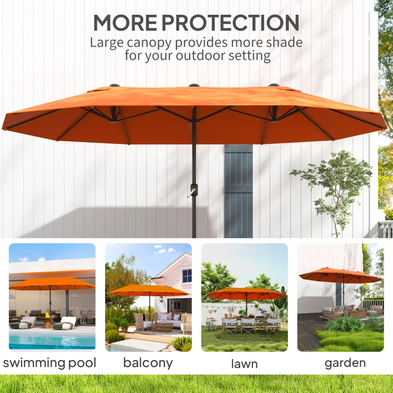 Best 4.6m Double-Sided Garden Parasol - Orange - Image 7