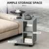 Best C-Shape End Table Unique Storage Unit w/ 2 Shelves 4 Wheels Freestanding Home Office Furniture Cabinet Square Studio Grey - Image 4