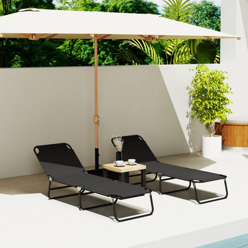 Best Garden Sun Lounger, with Five-Position Back - Black - Image 8