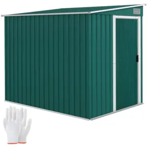Best 7 x 5ft Galvanised Metal Shed, with Sliding Door - Green