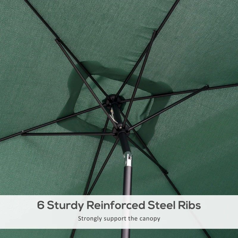 Best 3x2m Patio Parasol Garden Umbrellas Canopy with Aluminum Tilt Crank Rectangular Sun Shade Steel, Green - Image 7