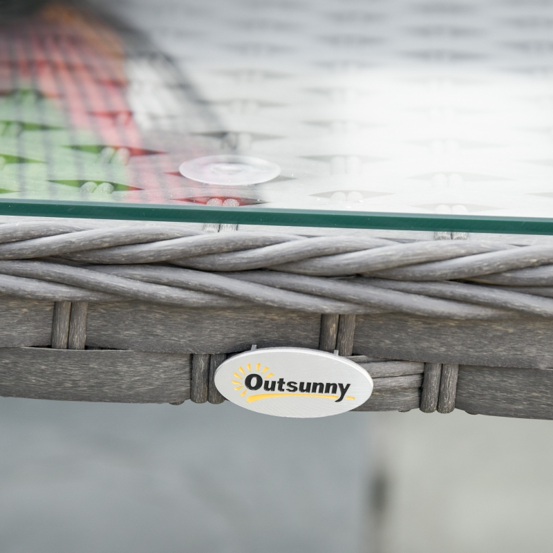 Best 6 Pieces Outdoor PE Rattan Wicker Corner Sofa Set with 10cm Thick Padded Cushions, Aluminium Conservatory Furniture with Glass Top Coffee Table, Footstools, Grey - Image 11