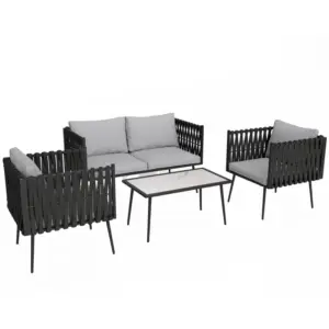 Best 4-Piece Garden Furniture Set with Cushions - Light Grey