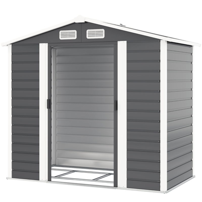 Best 7 x 4ft Garden Shed, Easy to Assemble, Upgraded Galvanised Steel Frame with Foundation Kit, Double Doors with Lock, Outdoor Metal Shed with Vents and Gloves, Garden Storage Shed, Dark Grey - Image 11
