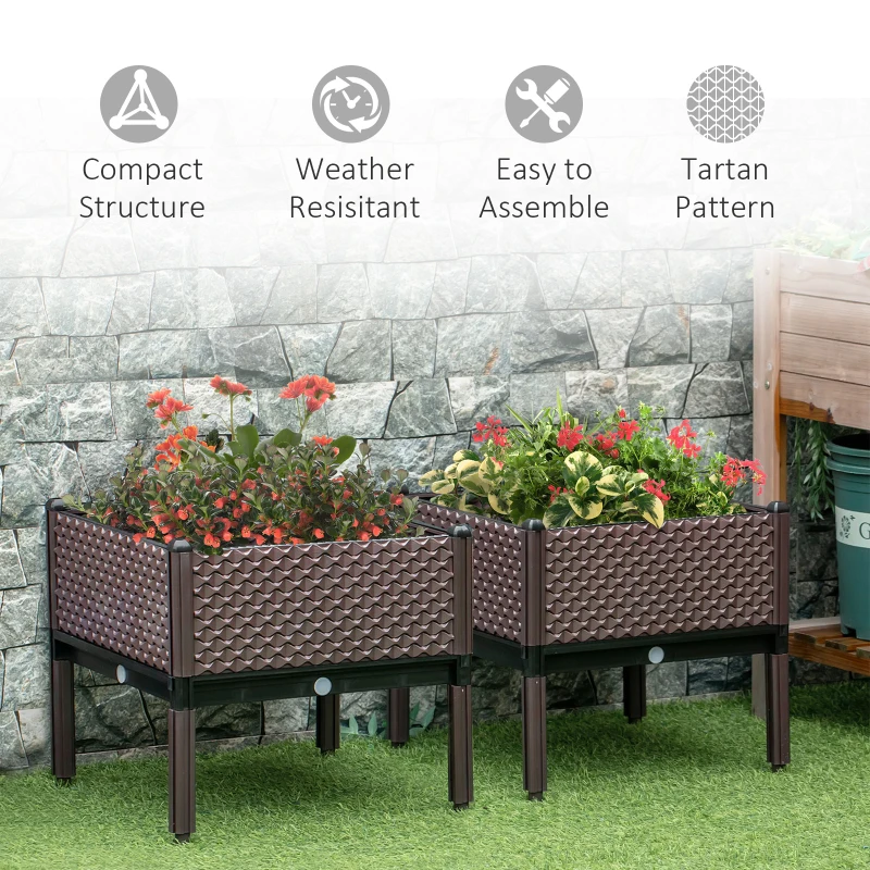 Best 50cm x 50cm x 46.5cm Set of 2 41L Garden Raised Bed, Elevated Planter Box, Flower Vegetables Planting Container with Self-Watering Design and Drainage Holes - Image 7