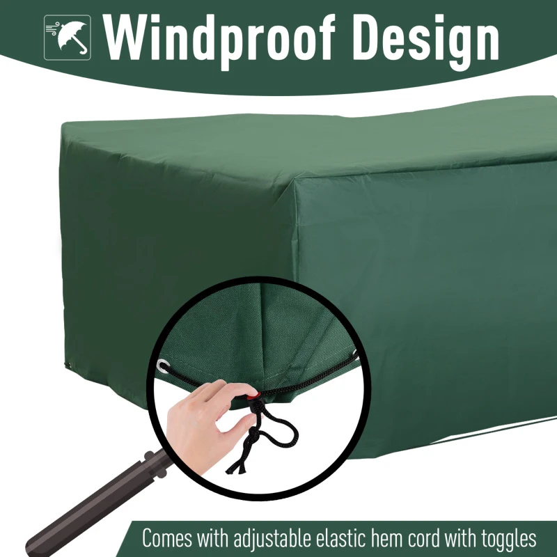 Best Outdoor Garden Furniture Cover Waterproof, Anti-UV 600D Heavy Duty Oxford Fabric Patio Furniture Cover for Rectangular Sofa Table Set, Green, 205 x 145 x 70 cm - Image 4