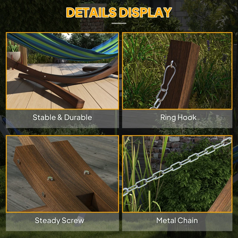 Best 3.25m Wooden Hammock Stand Universal Fit Garden Picnic Camp Accessories, Brown - Image 5
