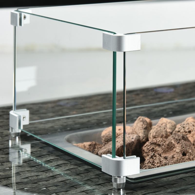 Best 6 Seater Rattan Garden Furniture Set, Gas Fire Pit Table, Wicker Loveseat, 2 Armchairs and 2 Footstools, 6 Piece Patio Rattan furniture Sofa Sets with Cushions for Conservatory, Grey - Image 9