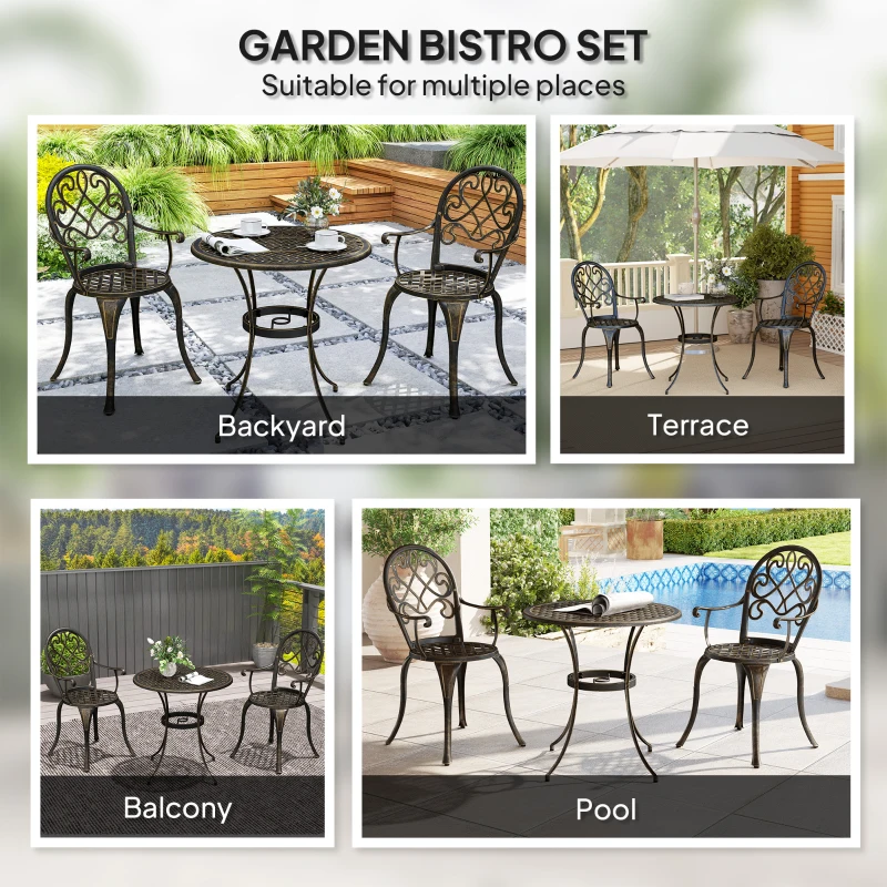 Best Three-Piece Elegant Aluminium Garden Set - Bronze Tone - Image 6