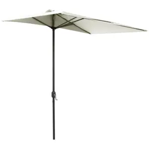 Best Balcony Half Parasol Semi Round Umbrella Patio Crank Handle (2.3 m, Beige)- NO BASE INCLUDED