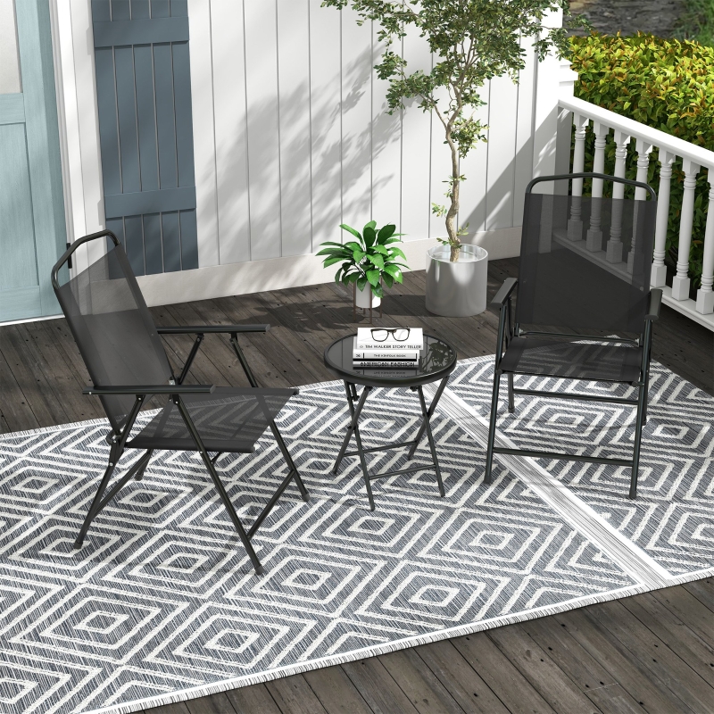 Best Three-Piece Garden Seat Set, with Glass-Top Table - Black - Image 10