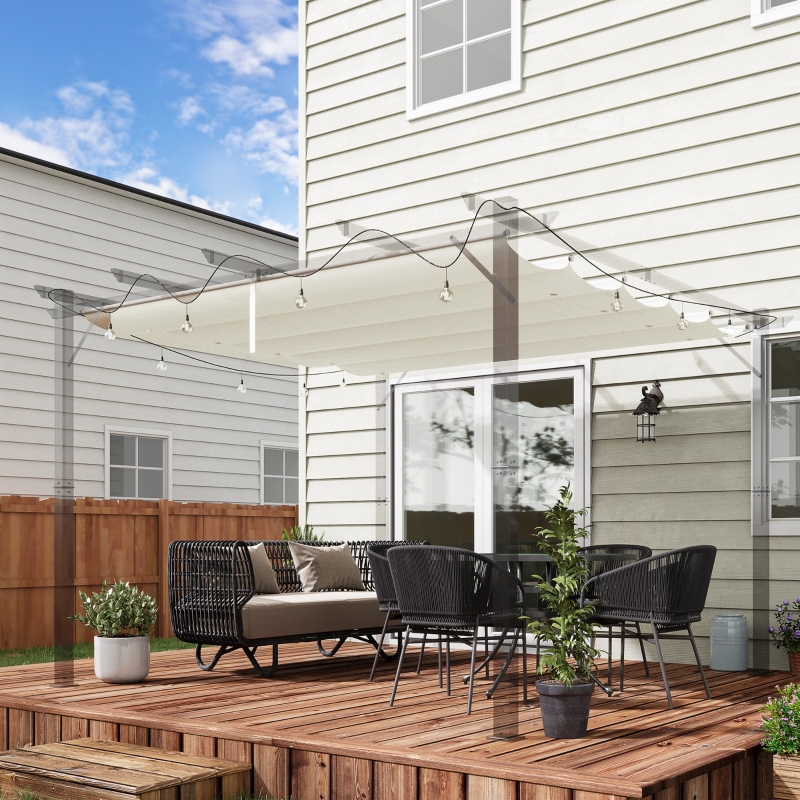 Best Retractable Pergola Shade Cover, Replacement Canopy Fabric for 3 x 3 (m) Pergola, Gazebo Retractable Roof, Cream White - Image 10