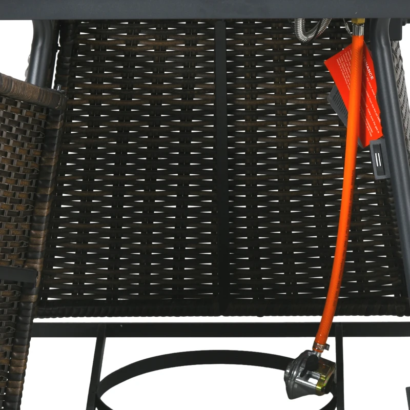 Best Square Outdoor PE Rattan Fire Pit TableGas Burner Heater w/ Control Panel, Slate Top, Lid and Lava Rocks, 50,000 BTU - Image 7