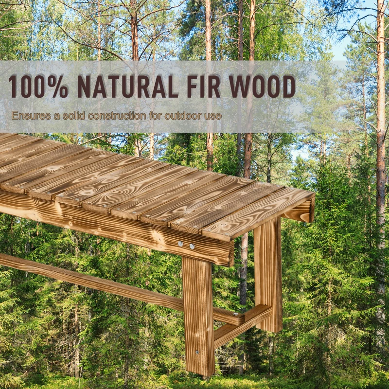 Best 5 Pieces 2-seater Outdoor Indoor Wooden Garden Bench Fir Patio Loveseat, 110L x 38W x 35Hcm, Carbonised - Image 4